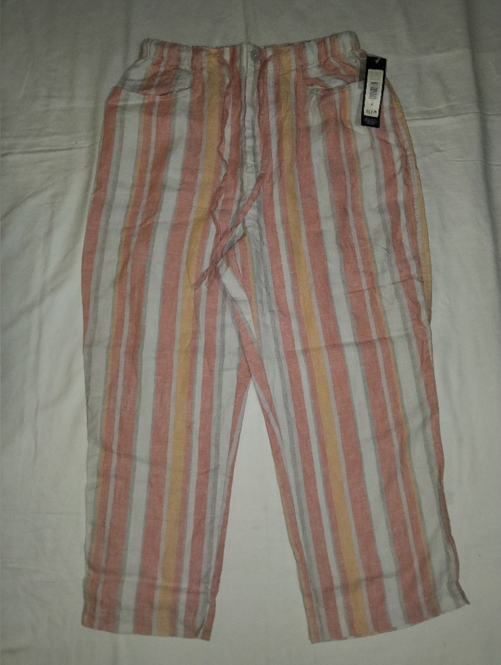Cherokee Men’s Peach, White & Yellow Striped Chinos